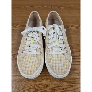 Dr. Scholls FUNDAY Original Collection Yelliw Plaid Platform Sneakers Wms 8.5